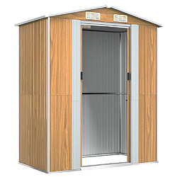 Helloshop26 Abri de jardin cabane cabanon maison de stockage remise extérieur hangar outils robuste clair 192 x 108 x 223 cm acier galvanisé marron 02_0022300 pas cher