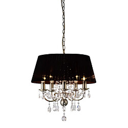 Acheter Luminaire Center Suspension Olivia avec Abat jour bronze 5 Ampoules laiton antique/cristal