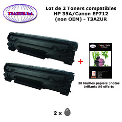 2 Toners génériques Canon EP712 pour imprimante Canon i-Sensys LBP3010, LBP3100, CRG-712 + 10f papiers photos A6 -T3AZUR