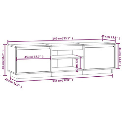 vidaXL Meuble TV Gris 140x35x40 cm Bois de pin massif pas cher