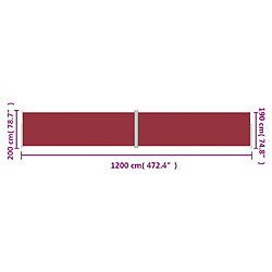 vidaXL Auvent latéral rétractable Rouge 200x1200 cm pas cher