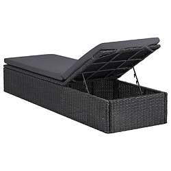 Acheter Maison Chic Chaise longue Jardin| Bain de soleil Relax | Transat Résine tressée Noir et gris foncé -GKD24411