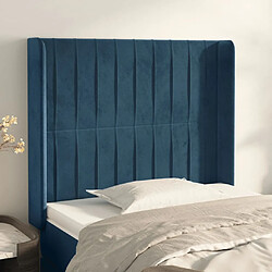 Maison Chic Tête de lit scandinave avec oreilles,meuble de chambre Bleu foncé 93x16x118/128 cm Velours -MN41833