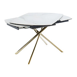 Acheter Vente-Unique Table à manger extensible AFLILA - 4 à 6 personnes - Céramique et Métal - Effet marbre blanc