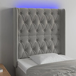 Maison Chic Tête de lit scandinave à LED,meuble de chambre Gris clair 83x16x118/128 cm Velours -MN55335