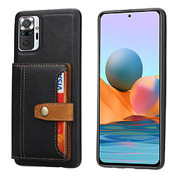 Coque en TPU + PU avec béquille et porte-carte noir pour votre Xiaomi Redmi Note 10 Pro/Redmi Note 10 Pro Max