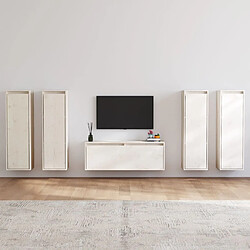 vidaXL Meubles TV 5 pcs Blanc Bois massif de pin