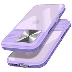 Avizar Coque pour iPhone 16 Bi-matière Cache Caméra Coulissant Compatible QI Violet