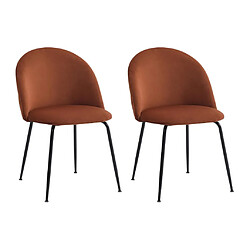 Vente-Unique Lot de 2 chaises en velours et acier inoxydable noir - Terracotta - MELBOURNE