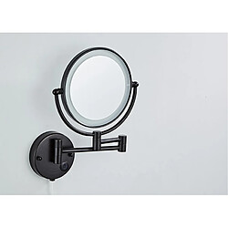 Universal Miroir de toilette 8 pouces de deux côtés du mur de la loupe miroir LED miroir de maquillage pliant miroir de maquillage cadeau femme | miroir de bain(Le noir)