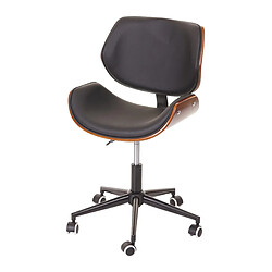 Decoshop26 Chaise fauteuil de bureau pivotante aspect noyer courbé hauteur réglable pivotante design rétro marron 04_0001858