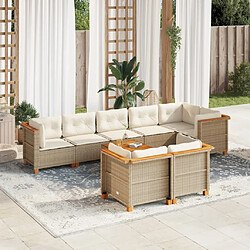 vidaXL Salon de jardin avec coussins 9 pcs beige résine tressée