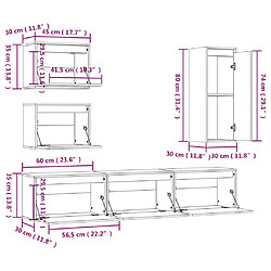 vidaXL Meubles TV 6 pcs Blanc Bois massif de pin pas cher