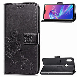 Wewoo Housse Coque Étui en cuir à Motif fleurs pressées Lucky Clover pour ASUS ZB633KLavec support & emplacements de cartesporte-monnaie et dragonne Noir