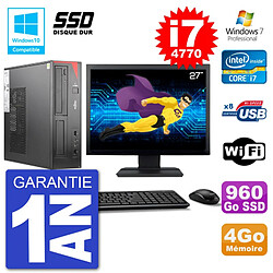 PC Fujitsu Esprimo E520 DT Ecran 27" i7-4770 4Go SSD 960Go Graveur DVD Wifi W7 - Occasion