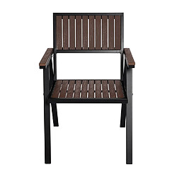 Acheter Mendler Lot de 2 chaises de jardin HWC-J95, revêtement extérieur, aluminium aspect bois ~ châssis noir, marron foncé