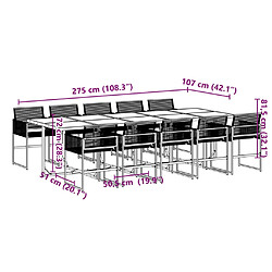 vidaXL Ensemble à manger de jardin 11 pcs noir résine tressée pas cher