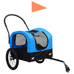 vidaXL Remorque de vélo pour chiens et poussette 2-en-1 bleu et noir