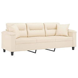 Avis Maison Chic Canapé 3 places avec oreillers,Sofa de Salon,Canapé droit beige 180 cm tissu microfibre -GKD734374