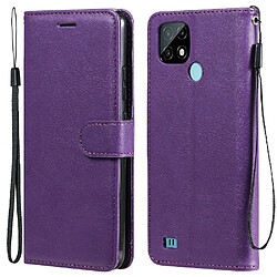 Etui en PU + TPU couleur unie avec support et sangle violet pour votre Realme C20/C21