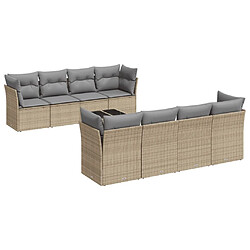 Maison Chic Salon de jardin avec coussins 9 pcs | Ensemble de Table et chaises | Mobilier d'Extérieur beige résine tressée -GKD13815