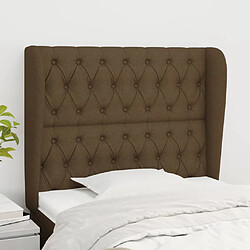 vidaXL Tête de lit avec oreilles Marron foncé 93x23x118/128 cm Tissu