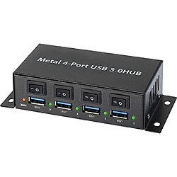 Avis Renkforce 4 ports Hub USB 3.0 boîtier métallique, commutable individuellement, pour montage mural