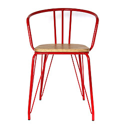 The Home Deco Factory Fauteuil en métal Arnold - H. 72,5 cm - Rouge