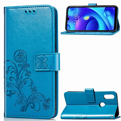 Wewoo Housse Coque Étui en cuir à motif de fleurs pressées Lucky Clover pour Xiaomi Play, avec support et logements pour cartes, portefeuille dragonne (bleu)