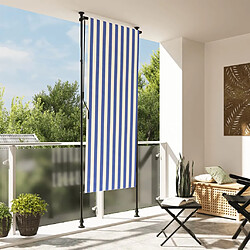 vidaXL Store roulant d'extérieur bleu et blanc 100x270 cm tissu acier