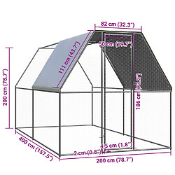 vidaXL Poulailler d'extérieur 2x4x2 m Acier galvanisé pas cher