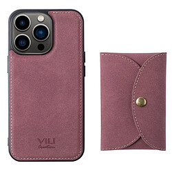 Coque en TPU + PU VILI détachable 2-en-1, magnétique avec porte-carte rouge vin pour votre iPhone 13 Pro 6.1 pouces