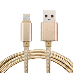 Wewoo Câble or pour iPhone X / 8 & 8 Plus / 7 & 7 Plus / 6 & 6s & 6 Plus & 6s Plus / iPad Tête en métal de style tissé de 1m 84 coeurs Lightning à USB 2.0 données / de chargeur,