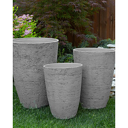 Beliani Lot de 2 pots de fleurs 35 x 35 x 50 cm gris CAMIA