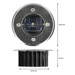 ECD Germany 2x Spot Solaire LED Encastrable au Sol - Round - en Acier Inoxydable / Verre - Étanche IP67 - pour Chemin de Terrasse Jardin - Lampadaire pour Espace Extérieur - Lampe Solaire de Jardin pas cher