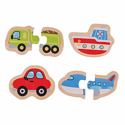 Bigjigs Toys 4 x Puzzles 2 pièces - Transports