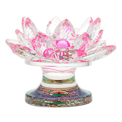 7 couleurs bouddhiste cristal lumière de thé en verre lumière de fleur de lotus rose