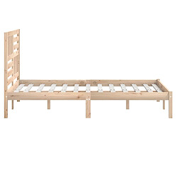 Maison Chic Lit adulte - Lit simple Cadre de lit,Structure du lit Contemporain 135x190 cm double bois massif de pin -MN42255 pas cher