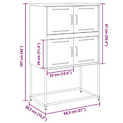 vidaXL Buffet vert olive 68,5x38,5x107 cm acier pas cher