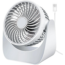 Ventilateur Usb Silencieux, Petit Ventilateur De Table Portable Puissant à Rotation De 360 Degrés Pour Le Camping De Voiture De Chambre à Coucher En Plein Air (Blanc)