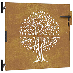 vidaXL Portail de jardin 85x100 cm acier corten conception de l'arbre