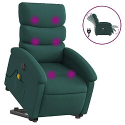 vidaXL Fauteuil inclinable de massage électrique Vert foncé Tissu