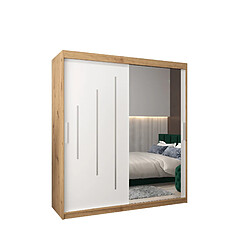 Abiks Meble Armoire YORK 2 À Portes Coulissantes 200/180/62 2 Portes (Artisan/Blanc)