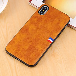 Wewoo Coque marron pour iPhone X PU Cuir Crazy Horse Texture drapeau Détail de protection arrière cas