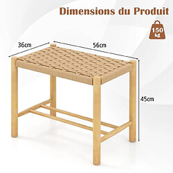 Helloshop26 Ensemble de 2 tabourets de bar de 45 cm cadre en bois de caoutchouc et siège en papier tissé tabouret sans dossier naturel 20_0005173