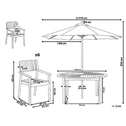 Avis Beliani Table avec chaises et parasol AGELLO Bois Bois clair