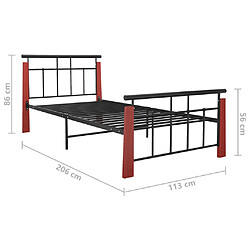 vidaXL Cadre de lit sans matelas métal bois de chêne massif 100x200 cm pas cher