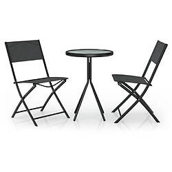 vidaXL Ensemble de bistro 3 pcs Acier Noir