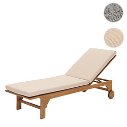 Mendler Bain de soleil HWC-N48, Bain de soleil de jardin Relax chaise longue, bois massif acacia certifié MVG ~ coussin crème-beige