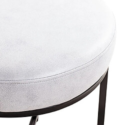 Mes Tabouret rond 42x45 cm en PU gris clair et métal noir pas cher